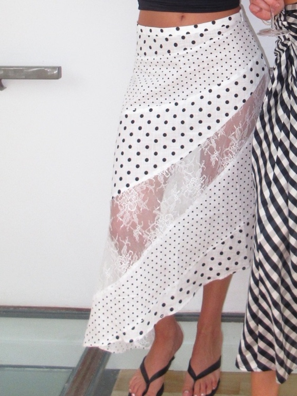 Princess Polly Black & White polka dot and lace skirt